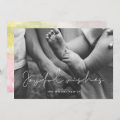 Minimalistische vreugdevolle wensen overlay foto feestdagenkaart (Voorkant / Achterkant)