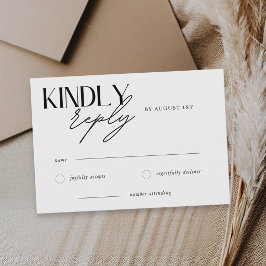 Minimalistische vriendelijke reactie trouw-RSVP RSVP Kaartje