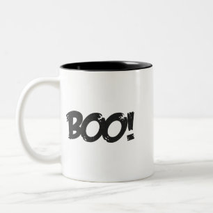 Minimalistische vriendelijke spookgrafiek tweekleurige koffiemok