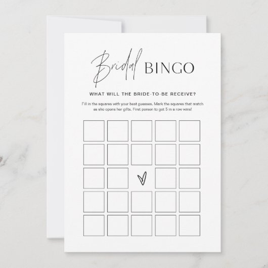 Minimalistische Vrijgezellenfeest Bingo Game Kaart (Voorkant)