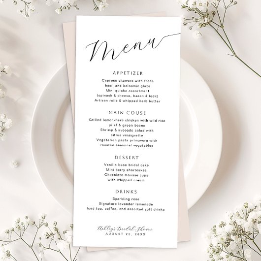Minimalistische Vrijgezellenfeest Menu Kaart Sjabl