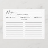 Minimalistische Vrijgezellenfeest Recept Kaart (Voorkant)