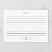 Minimalistische Vrijgezellenfeest Recept Kaart (Achterkant)