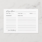 Minimalistische Vrijgezellenfeest Recept Kaart (Voorkant)