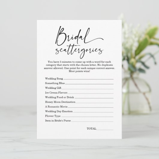 Minimalistische Vrijgezellenfeest Scattergories sp Kaart (Staand voorkant)