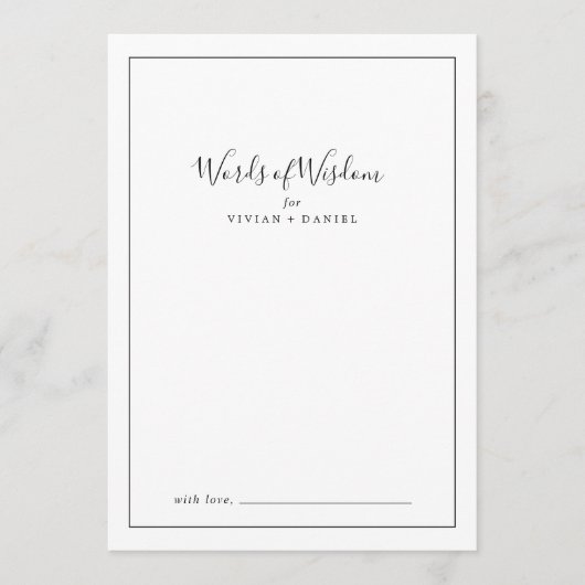 Minimalistische Vrijgezellenfeest Wisdom Advieskaart (Voorkant)