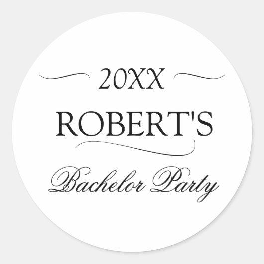 Minimalistische vrijgezellenpartij ronde sticker (Voorkant)