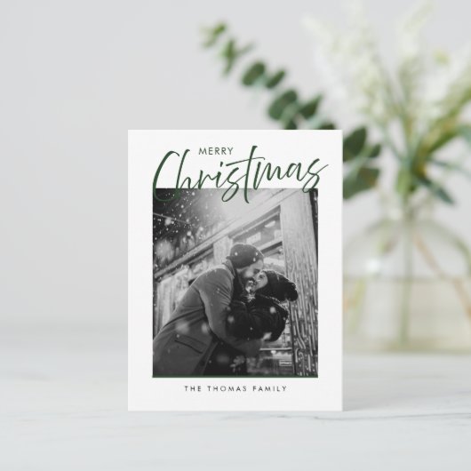 Minimalistische Vrolijk Kerstfeest Eenvoudige Groe Feestdagenkaart (Staand voorkant)