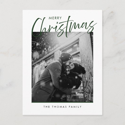 Minimalistische Vrolijk Kerstfeest Eenvoudige Groe Feestdagenkaart (Voorkant)