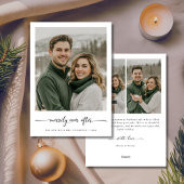 Minimalistische vrolijk ooit na kerst leuke foto feestdagenkaart