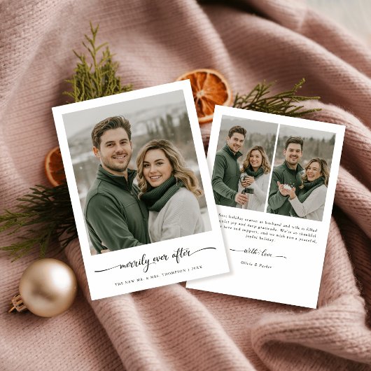 Minimalistische vrolijk ooit na kerst leuke foto feestdagenkaart