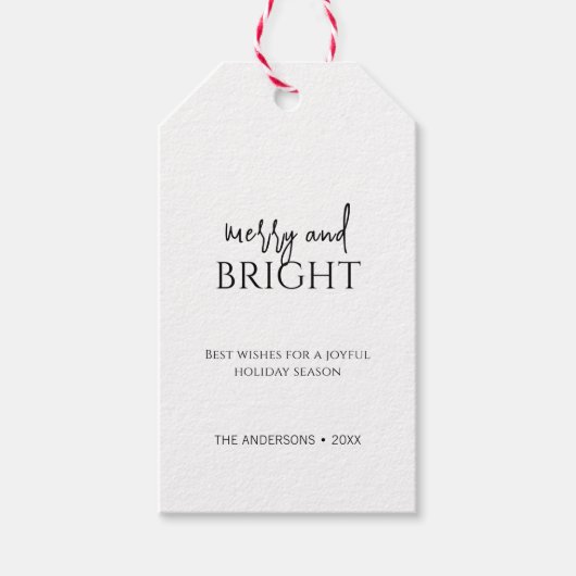 Minimalistische vrolijke en heldere kerstvakantie cadeaulabel (Voorkant)