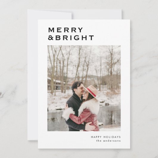 Minimalistische vrolijke en heldere moderne kerstf feestdagenkaart (Voorkant)