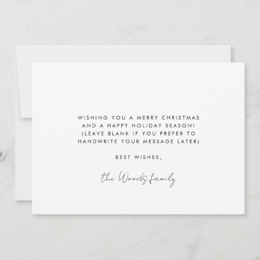 Minimalistische vrolijke en heldere vakantiefotoka feestdagenkaart (Achterkant)