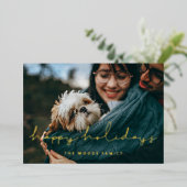 Minimalistische vrolijke feestdagen foto goud (Staand Voorkant)