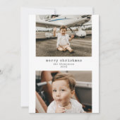 Minimalistische vrolijke kerst 2 foto vakantie Kaa Feestdagenkaart (Voorkant)