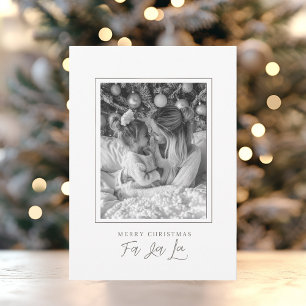 Minimalistische vrolijke kerst Fa La La foto Feestdagenkaart