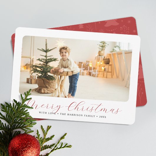 Minimalistische vrolijke kerst moderne foto feestdagenkaart