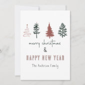 Minimalistische vrolijke kerst Retro Line Art Tree Feestdagenkaart (Voorkant)