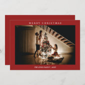 Minimalistische vrolijke kerst rode foto feestdagenkaart (Voorkant / Achterkant)