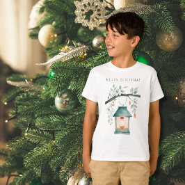 Minimalistische vrolijke kerst Waterverf lantaarn T-shirt