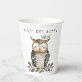 Minimalistische vrolijke kerst Waterverf uil Papieren Bekers