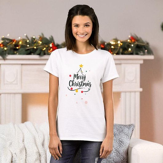 Minimalistische vrolijke kerstboom abstract t-shirt