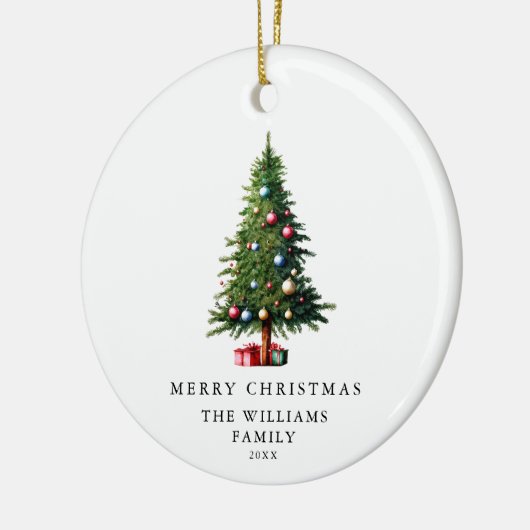 Minimalistische vrolijke kerstboom keramisch ornament (Links)