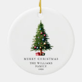 Minimalistische vrolijke kerstboom keramisch ornament (Achterkant)