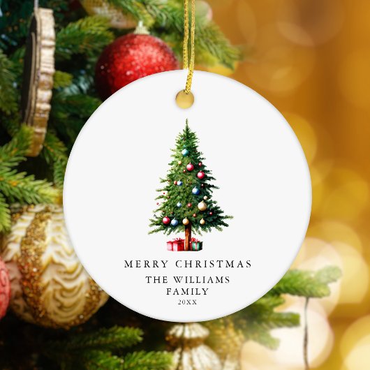 Minimalistische vrolijke kerstboom keramisch ornament