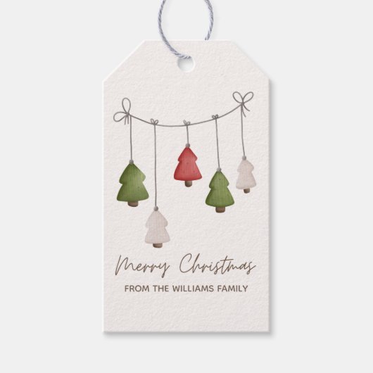  minimalistische vrolijke kerstboomvakantie cadeaulabel (Voorkant)