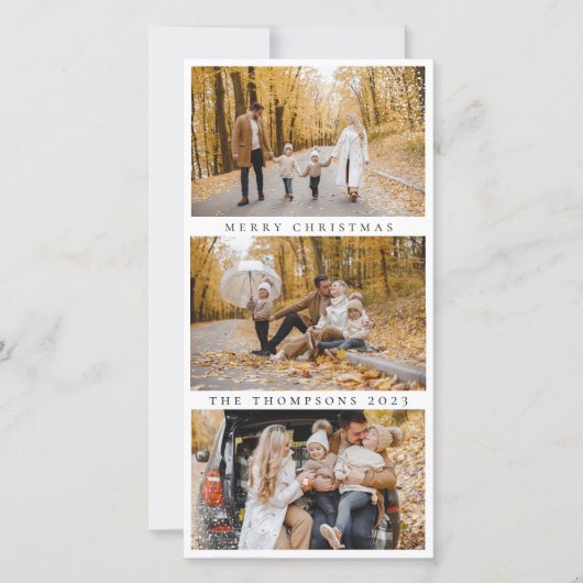 Minimalistische vrolijke kerstdagen 3 foto's moder feestdagenkaart (Voorkant)