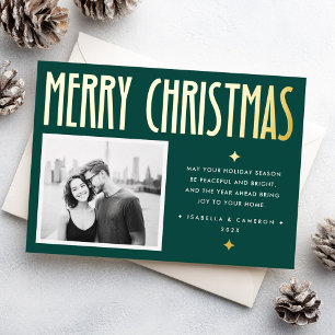 Minimalistische vrolijke kerstdagen moderne retro  folie feestdagenkaart
