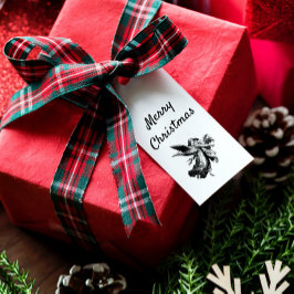 Minimalistische  vrolijke kerstengel cadeaulabel