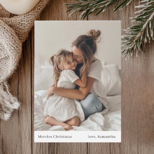 Minimalistische vrolijke kerstfoto en kerstfoto kaart