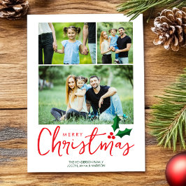 Minimalistische vrolijke kerstfotokaart feestdagenkaart