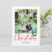 Minimalistische vrolijke kerstfotokaart feestdagenkaart (Staand voorkant)