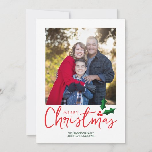 Minimalistische vrolijke kerstfotokaart feestdagenkaart (Voorkant)