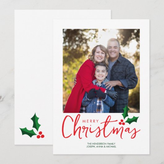 Minimalistische vrolijke kerstfotokaart feestdagenkaart (Voorkant / Achterkant)