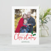 Minimalistische vrolijke kerstfotokaart feestdagenkaart (Staand voorkant)