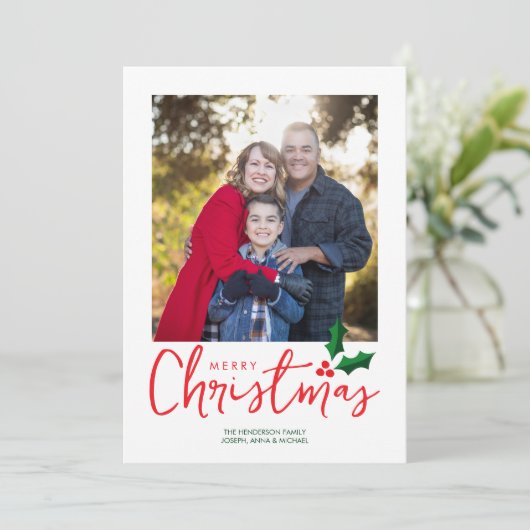 Minimalistische vrolijke kerstfotokaart feestdagenkaart (Staand voorkant)