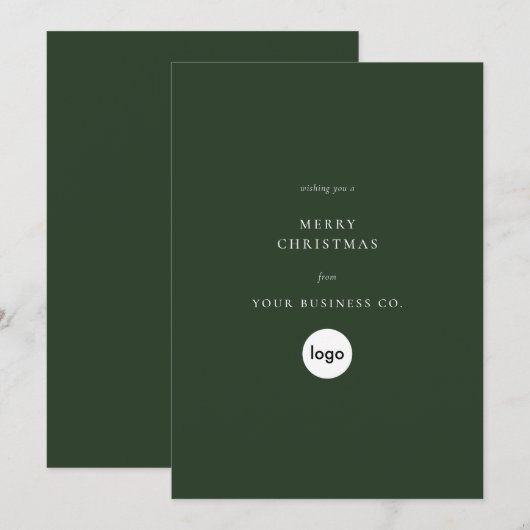 Minimalistische Vrolijke Kerstmis Groene Zakelijke Feestdagenkaart (Voorkant / Achterkant)