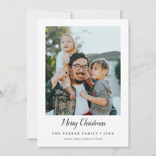 Minimalistische vrolijke kerstportret foto vakanti kaart (Voorkant)