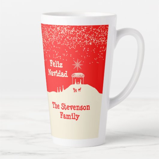 Minimalistische vrolijke kerststal latte mok (Rechts)