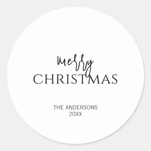 Minimalistische vrolijke kerstvakantie ronde sticker (Voorkant)