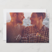 Minimalistische vrolijke twee foto kerstkalligrafi feestdagenkaart (Voorkant)