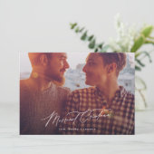 Minimalistische vrolijke twee foto kerstkalligrafi feestdagenkaart (Staand voorkant)