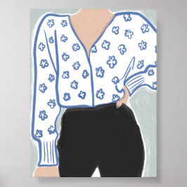 Minimalistische vrouw in bloei poster