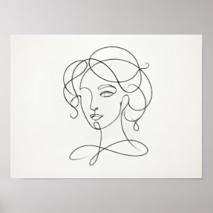 Minimalistische vrouw lijnkunstposter poster