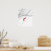 Minimalistische vrouw met rode lippen lijnkunst poster (Keuken)